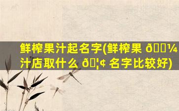 鲜榨果汁起名字(鲜榨果 🐼 汁店取什么 🦢 名字比较好)